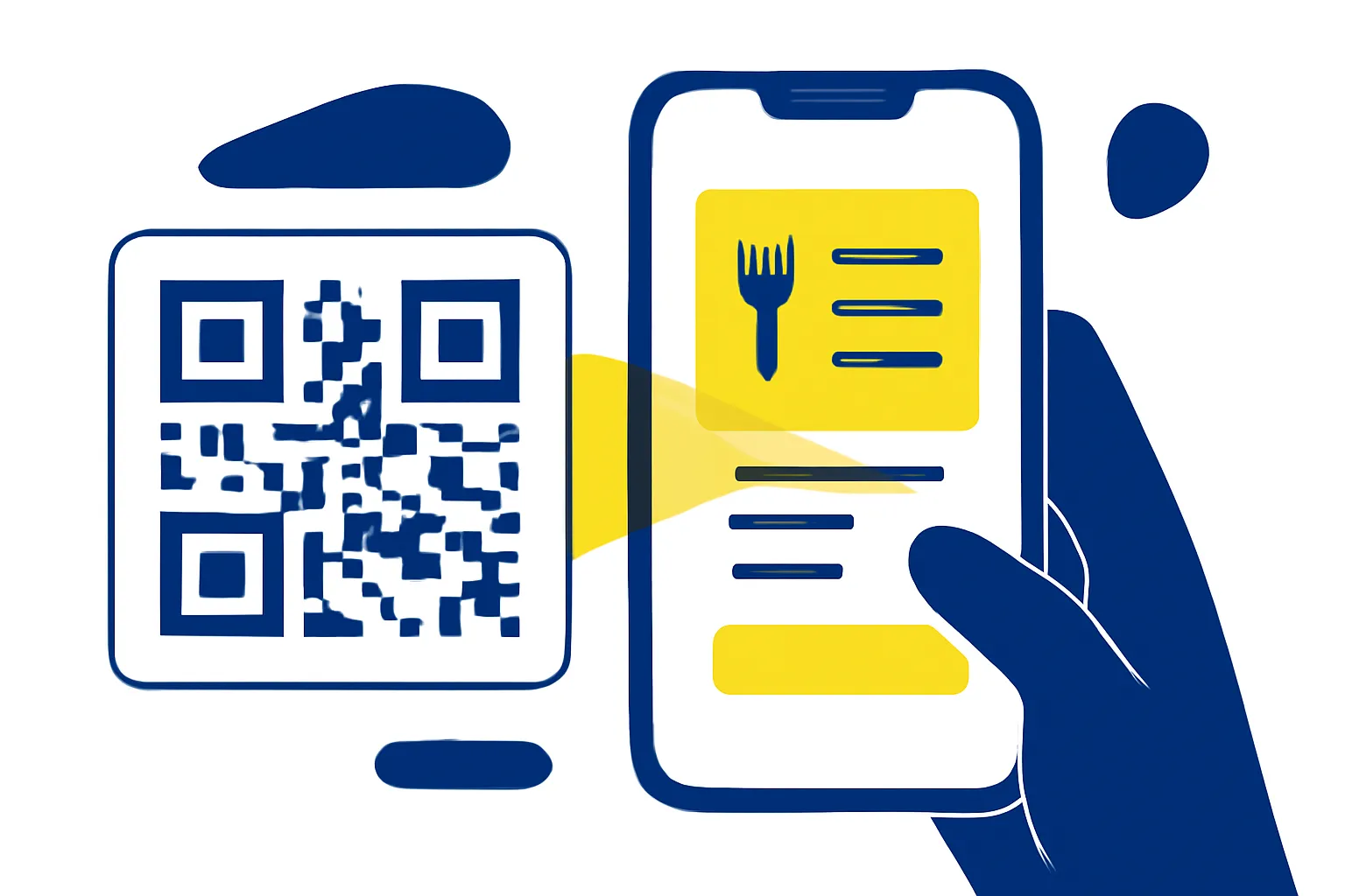 Smartphone scanning QR code displaying a digital restaurant menu